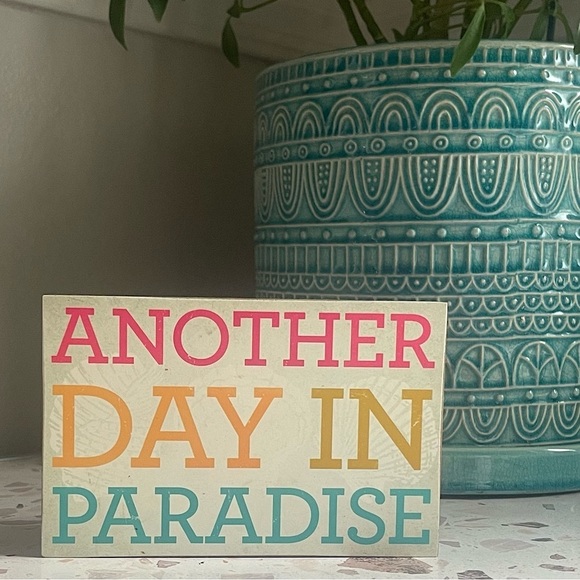 3/$20💥 Home Decor Accent “Another Day In Paradise” Block Sign Island Life - Picture 1 of 9